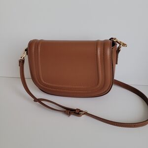 Structured Saddle Crossbody Bag in Brown